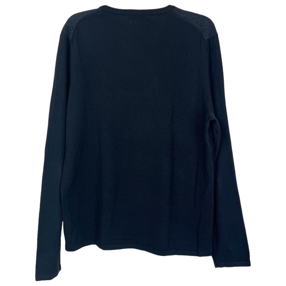 Calvin Klein Men’s Italian Yarn Merino Wool Black Crewneck Long Sleeve Sweater L - Picture 2 of 4